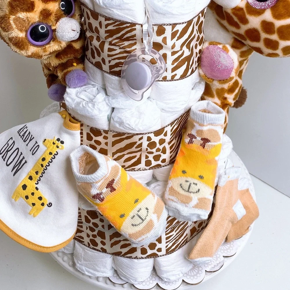Safari Diaper Cake, Giraffe Diaper Cake